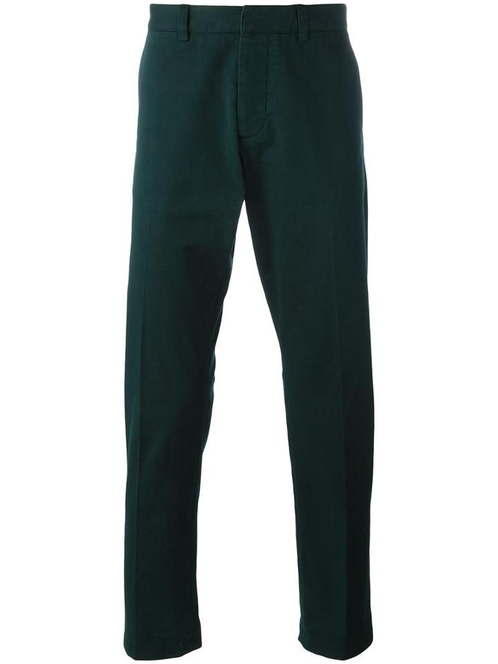 Ami Alexandre Mattiussi Seamless Chino Trousers, Men's, Size: Large, Green, Cotton/spandex/elastane