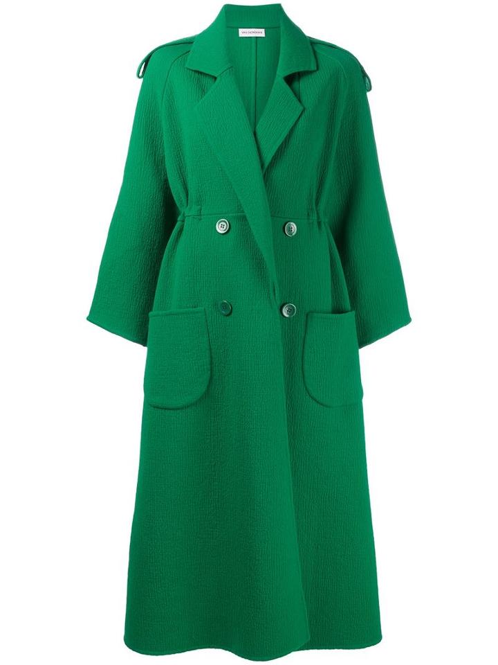 Vika Gazinskaya Long Double Breasted Coat, Women's, Size: 36, Green, Wool