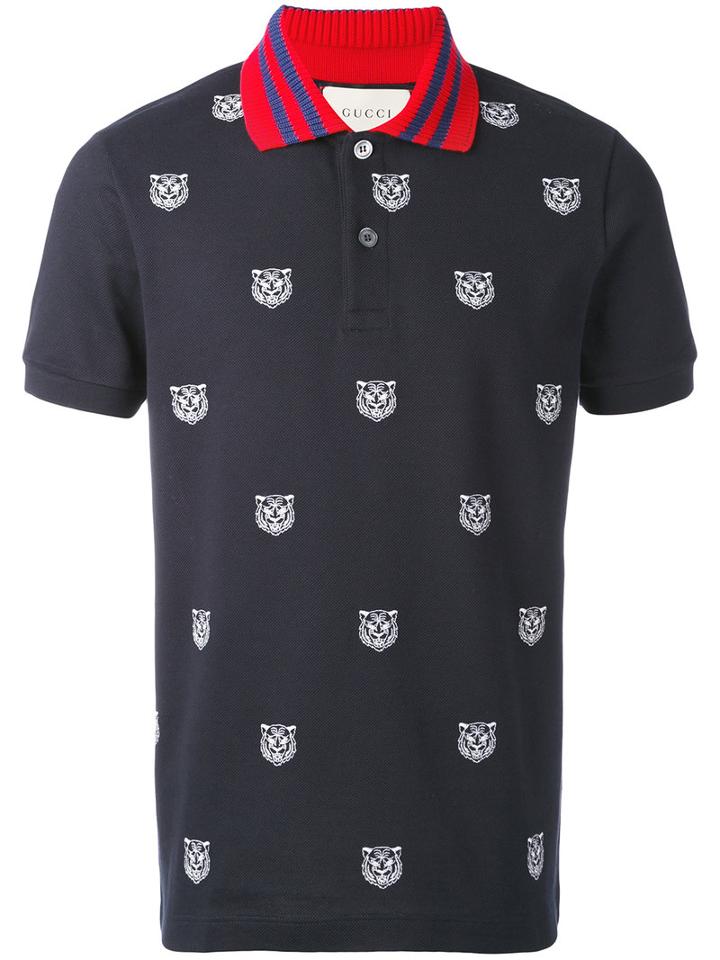 Gucci - Printed Polo Shirt - Men - Cotton - Xl, Blue, Cotton