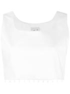 L'autre Chose Embellished Cropped Top - White