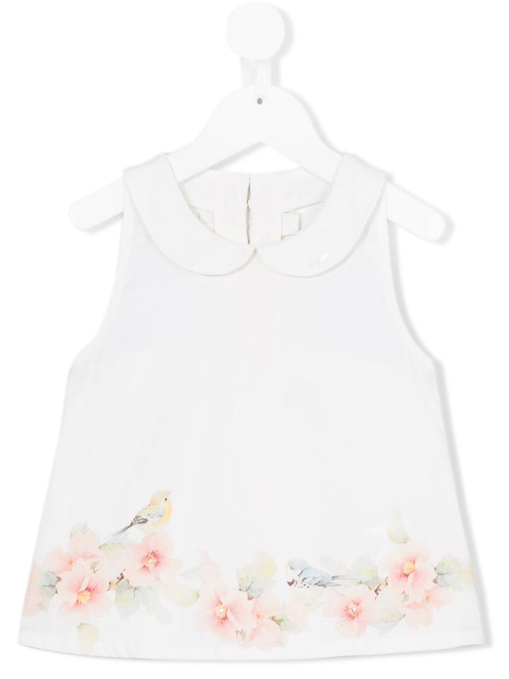 Lapin House - Floral Print Top - Kids - Cotton - 8 Yrs, Girl's, Nude/neutrals