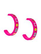 Gcds Embossed Logo Hoop Earrings - Pink