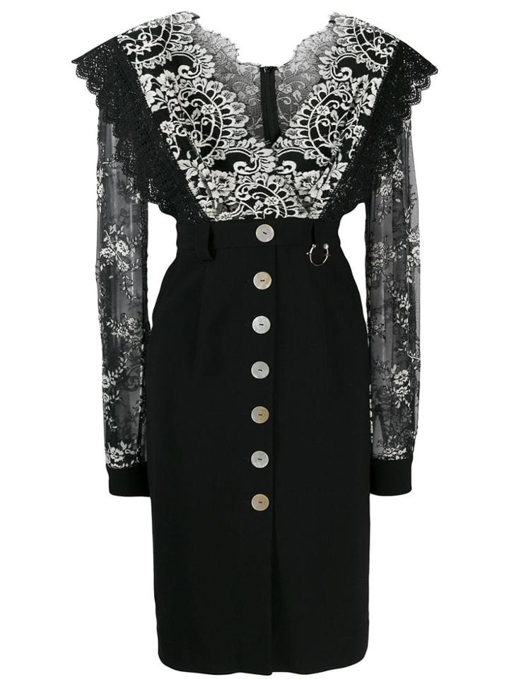 Three Floor Lace Infusion Dress - Black