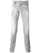 Dsquared2 Slim Distressed Chain Jeans, Men's, Size: 48, Grey, Cotton/spandex/elastane