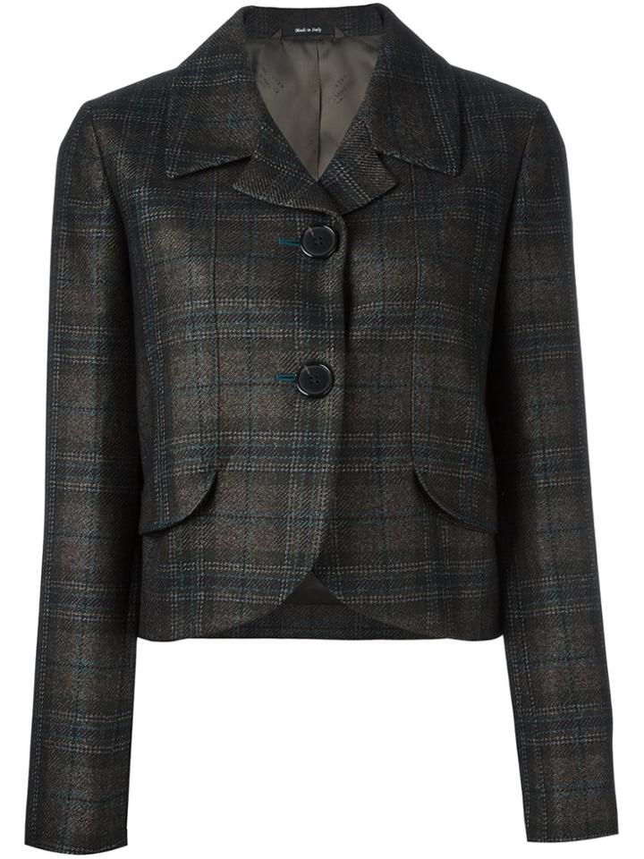 Maison Margiela Checked Cropped Jacket - Black