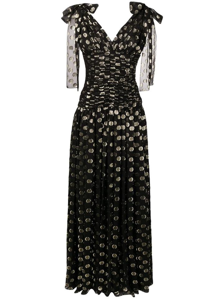 Dolce & Gabbana Metallic Spot Print Evening Dress - Black