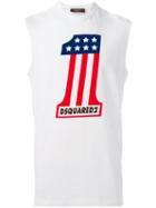 Dsquared2 American Flag Sleeveless Top, Men's, Size: M, White, Cotton