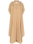 Jil Sander Ruffle Collar Maxi Dress - Brown
