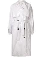 Msgm Belted Trench Coat - White