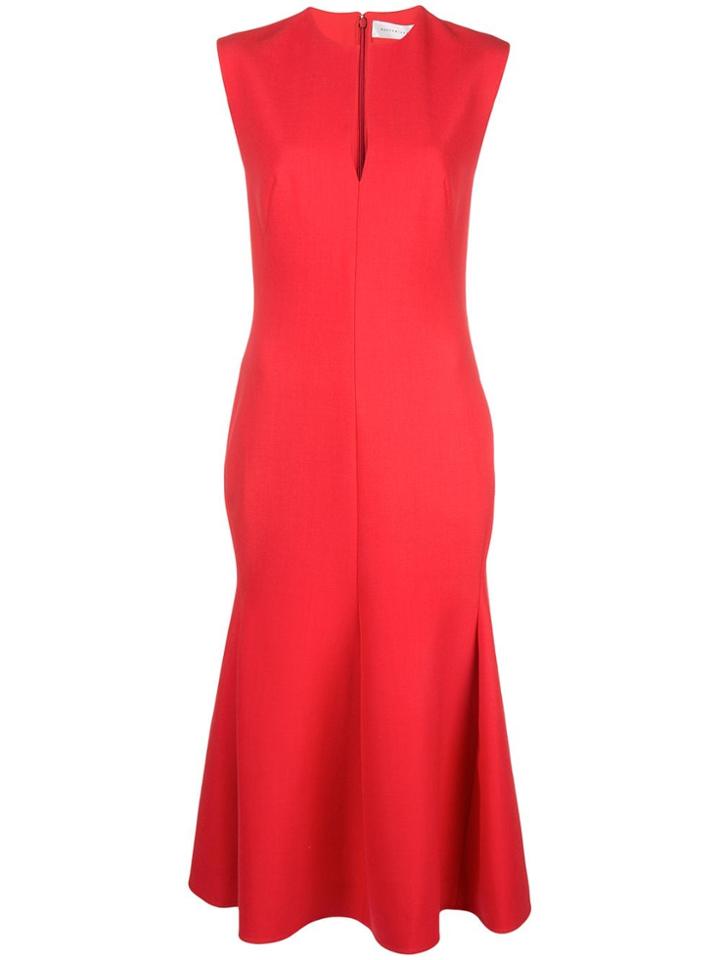 Victoria Beckham V-neck Sleeveless Flared Dress - Orange