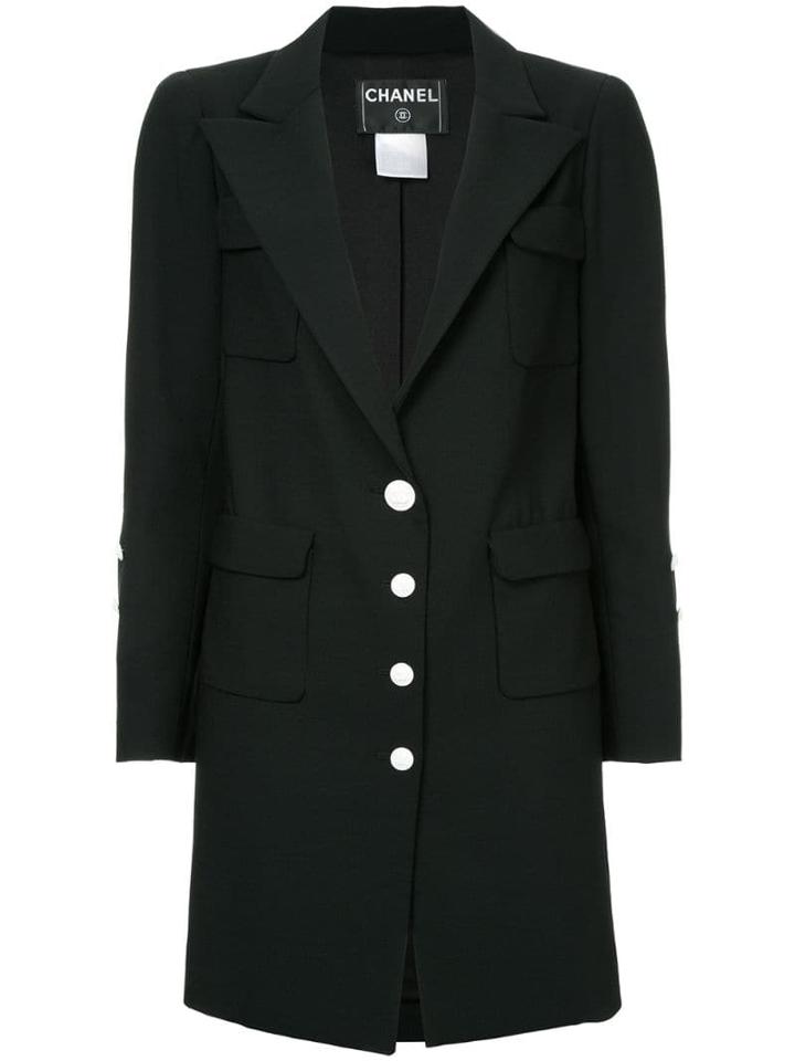 Chanel Pre-owned Peaked Lapels Midi Jacket - Black