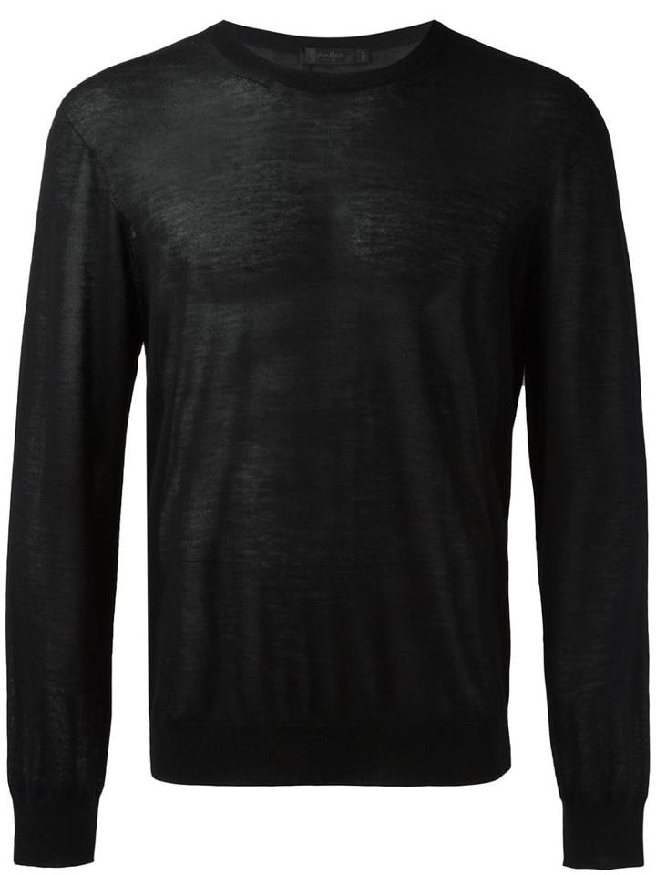 Calvin Klein Collection Crew Neck Jumper, Men's, Size: Large, Black, Cashmere