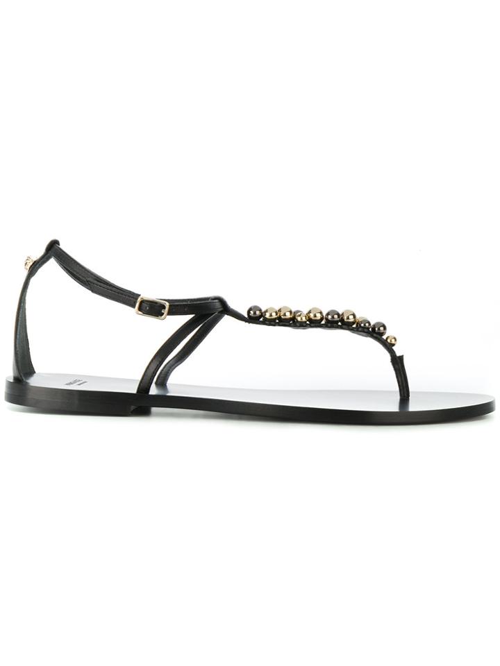 Versace Beaded Sandals - Black