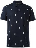 Neil Barrett Razor Blade Lightning Bolt Polo Shirt, Men's, Size: Medium, Blue, Cotton