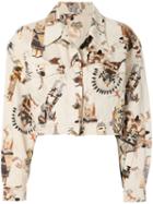 Hermès Pre-owned First Nation Print Cropped Jacket - White