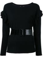 Muveil Belted Jumper, Women's, Size: 38, Black, Cotton/wool