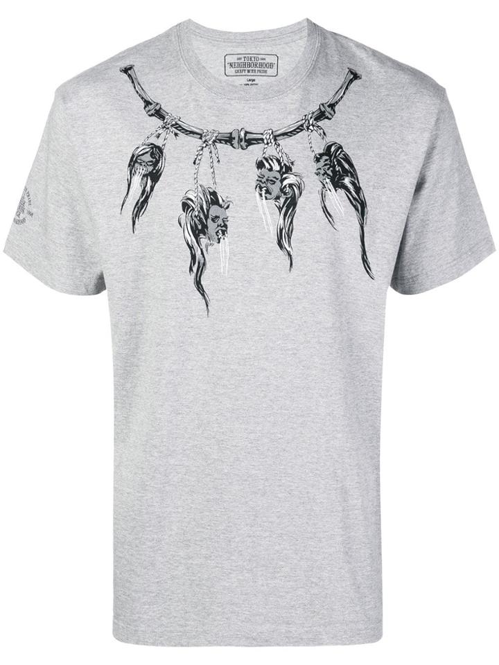 Neighborhood Printed Neckline T-shirt - Grey