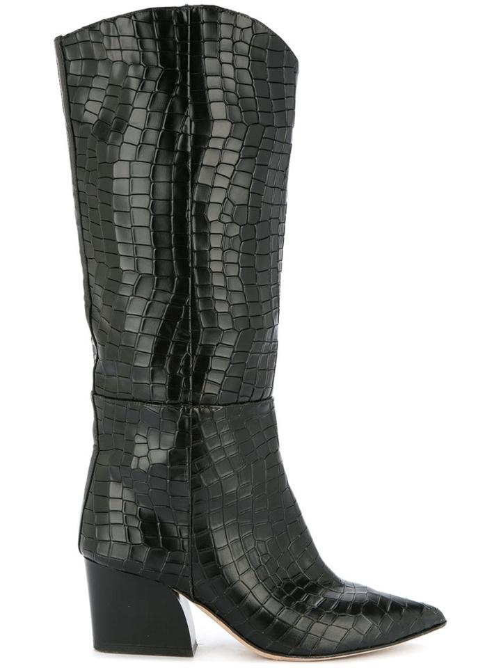 Tibi Logan Crocodile-effect Boots - Black
