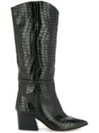 Tibi Logan Crocodile-effect Boots - Black