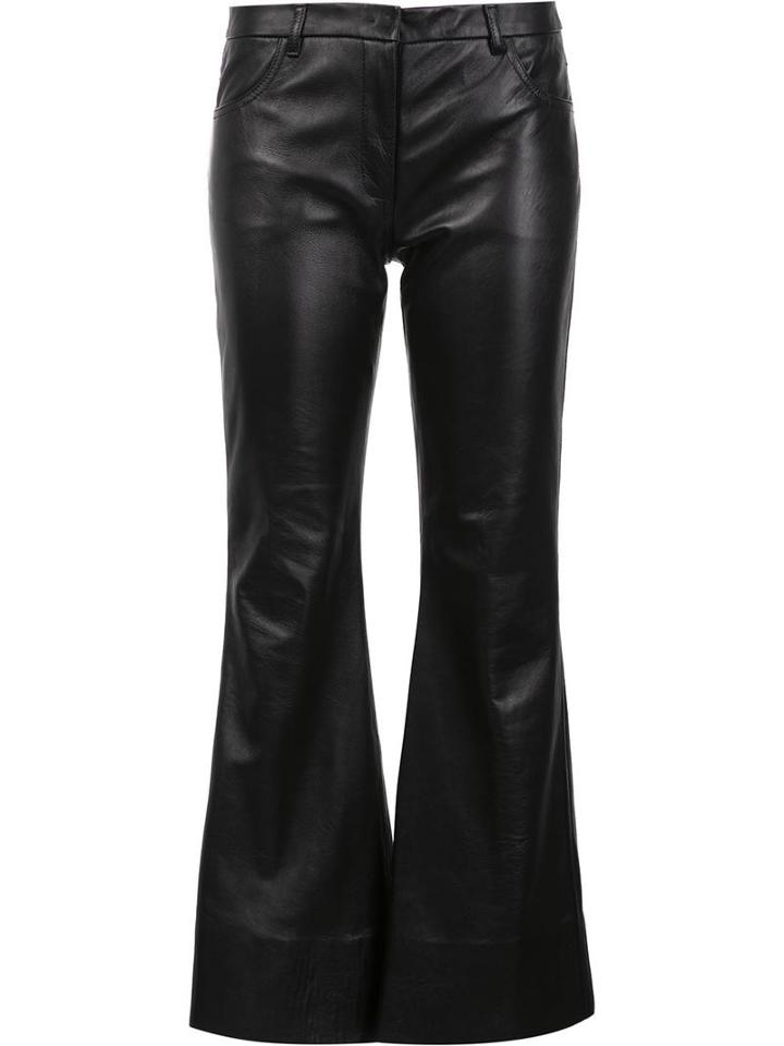 Natasha Zinko Flared Leather Trousers, Women's, Size: 38, Black, Acetate/cupro/leather