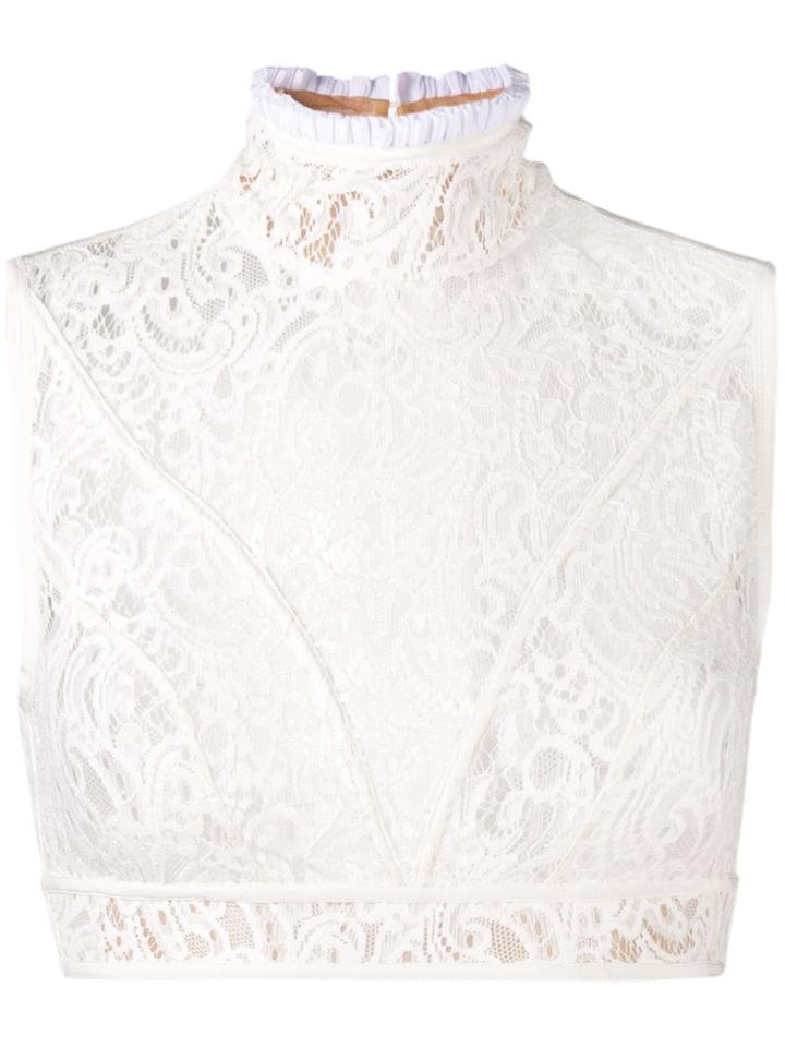 Chloé Cropped Lace Top - White