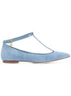 Tory Burch Ashton T-strap Flats - Blue