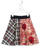 Monnalisa Houndstooth Paisley Contrast Skirt, Toddler Girl's, Size: 4 Yrs, White