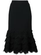 Jonathan Simkhai Cable Arch Trim Skirt, Women's, Size: 2, Black, Silk/wool/spandex/elastane