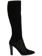 Saint Laurent Black Suede Lily 95 Knee High Boots
