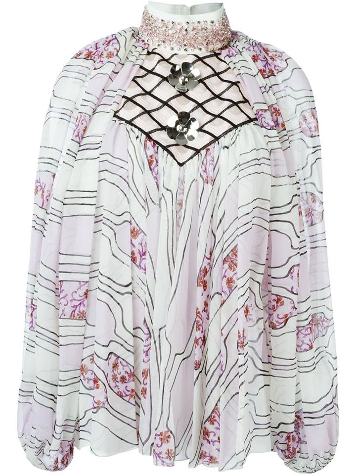 Giambattista Valli Floral Print Embellished Blouse
