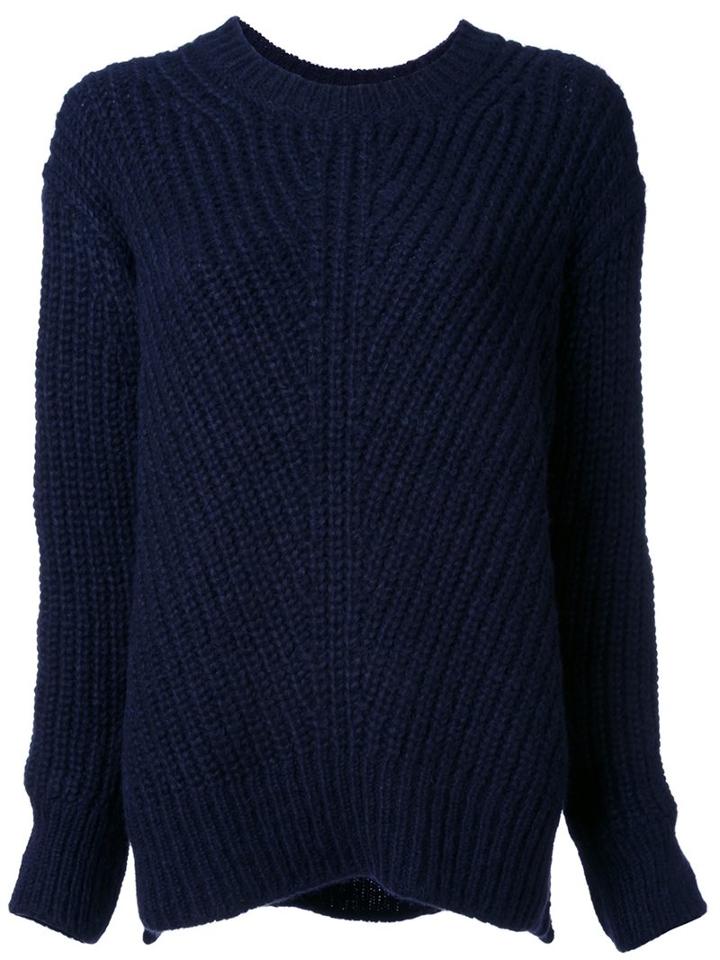 Closed Cable Knit Jumper, Women's, Size: Xs, Blue, Nylon/wool/alpaca