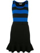 Boutique Moschino Striped Frill Hem Dress, Women's, Size: 42, Black, Cotton