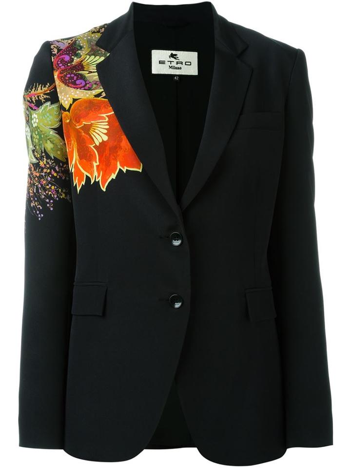 Etro Floral Print Detail Blazer
