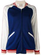 Laneus - Striped Piping Bomber Jacket - Women - Polyester/spandex/elastane/acetate/viscose - 42, Blue, Polyester/spandex/elastane/acetate/viscose