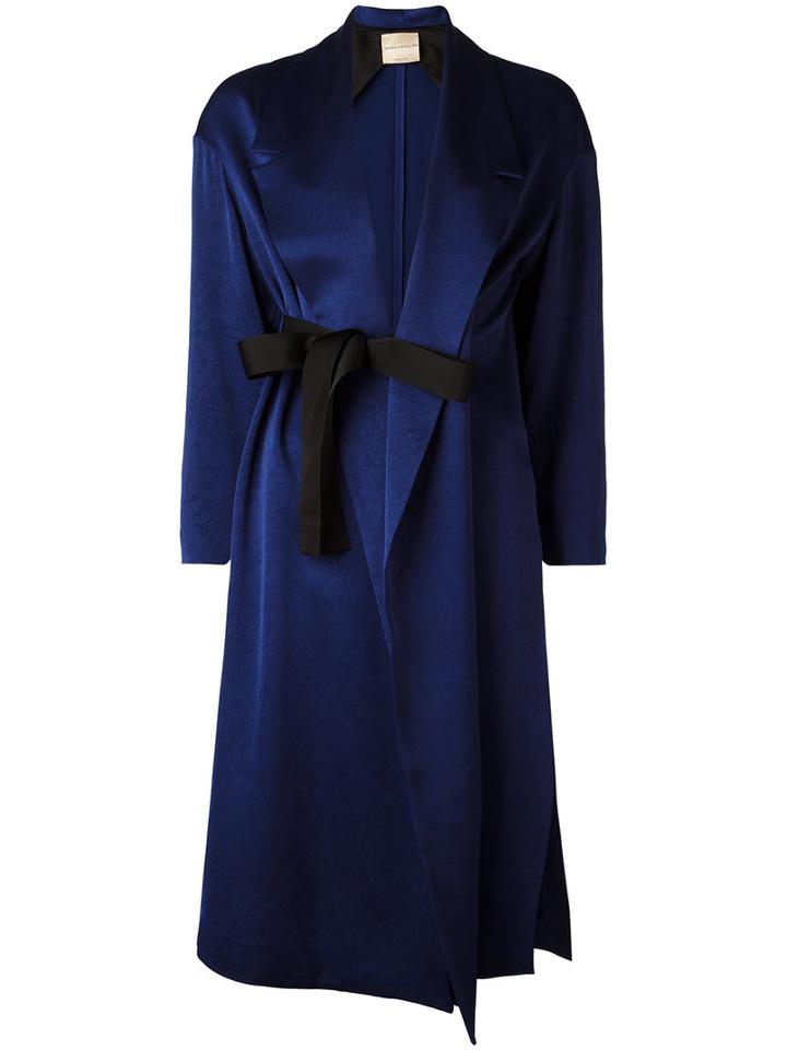 Erika Cavallini Reagan Dust Coat, Size: 42, Blue, Polyester/acetate