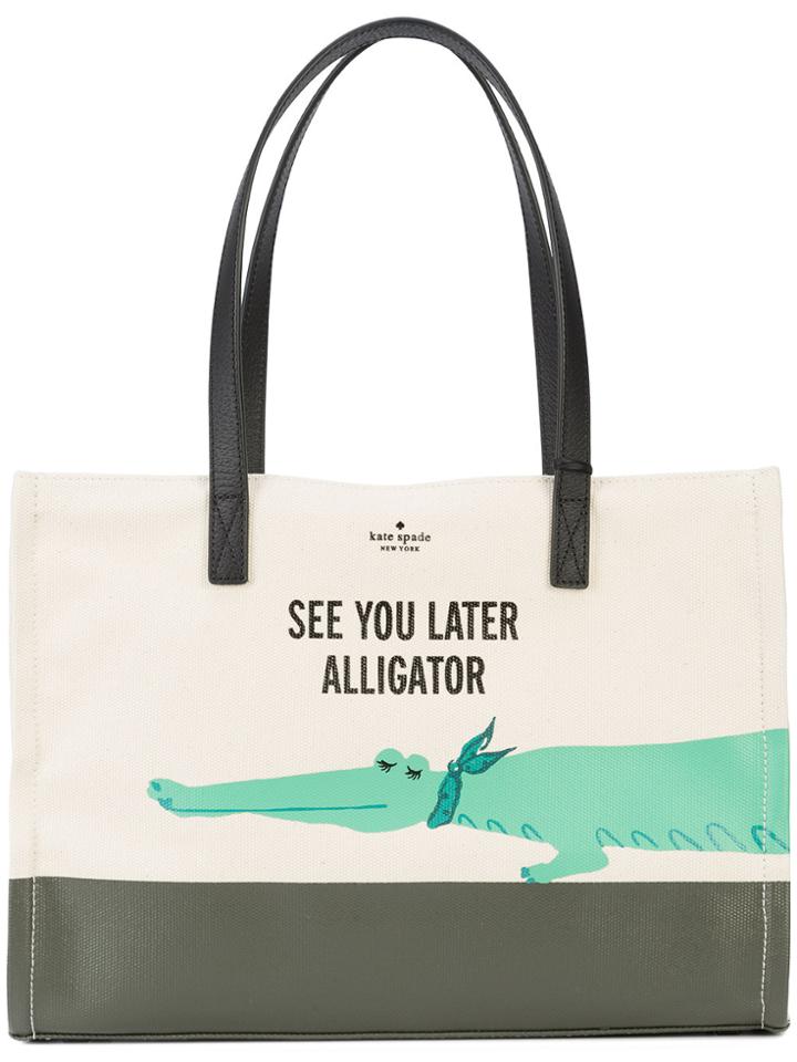 Kate Spade Swamped Alligator Mega Sam Shoulder Bag - White