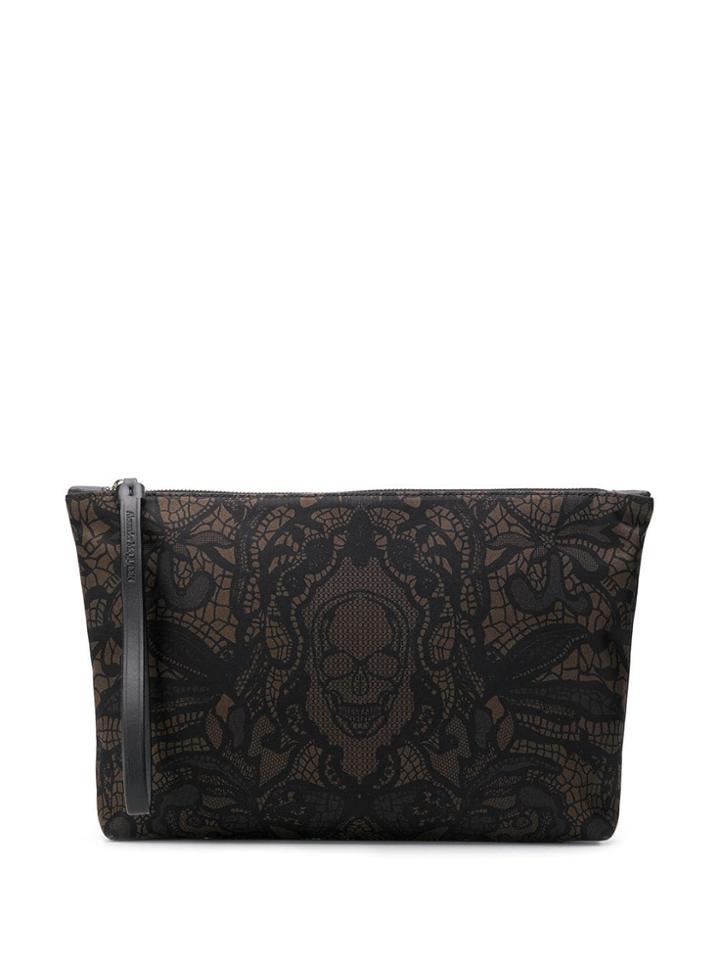 Alexander Mcqueen Lace Print Pouch - Black
