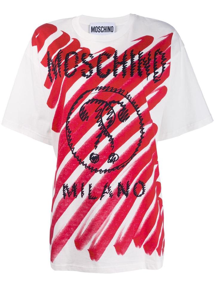 Moschino Brushstroke Double Question Mark T-shirt - White