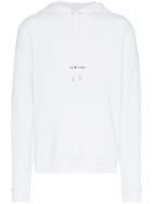 Saint Laurent Signature Logo Cropped Hooded Sweatshirt - White