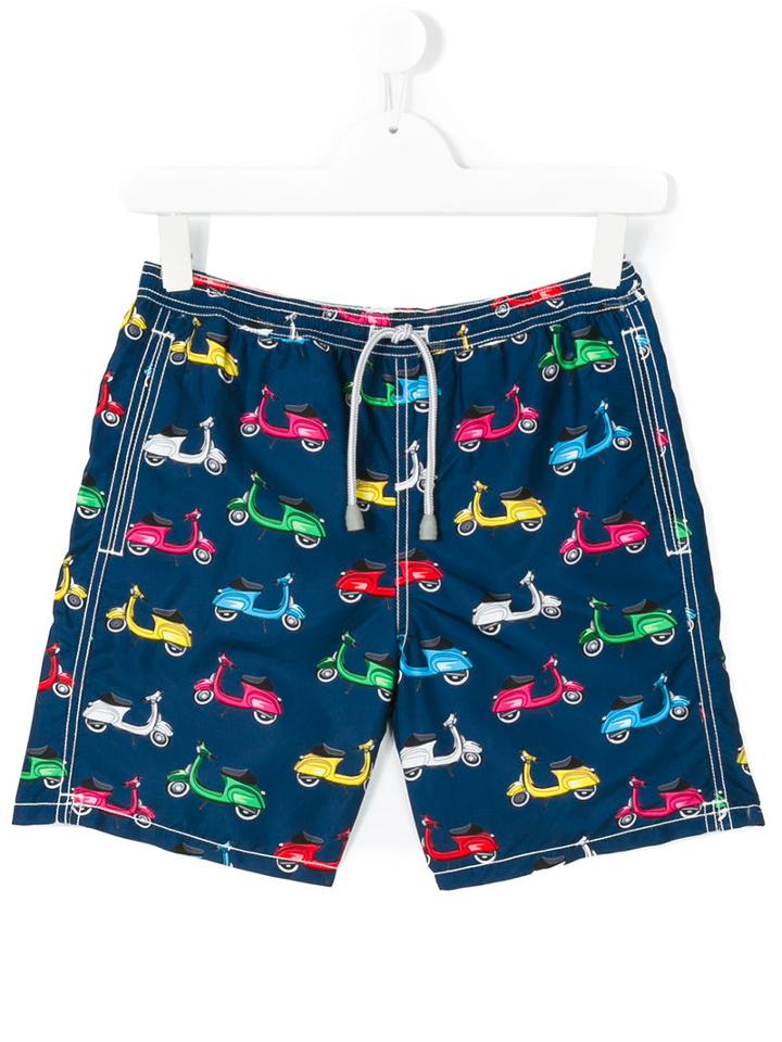 Mc2 Saint Barth Kids - Teen Scooter Print Shorts - Kids - Polyamide/polyester/spandex/elastane - 16 Yrs, Blue