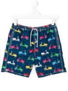 Mc2 Saint Barth Kids - Teen Scooter Print Shorts - Kids - Polyamide/polyester/spandex/elastane - 16 Yrs, Blue