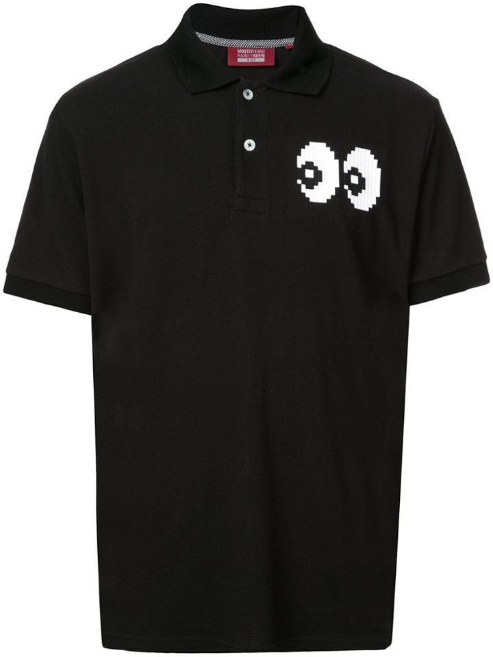 Mostly Heard Rarely Seen 8-bit Pixel Eyes Polo Shirt - Black