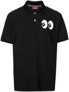 Mostly Heard Rarely Seen 8-bit Pixel Eyes Polo Shirt - Black
