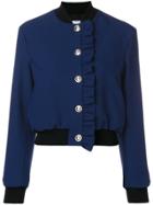 Msgm Ruffle Trimming Bomber Jacket - Blue