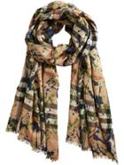 Burberry Splash Print And Check Scarf - Nude & Neutrals
