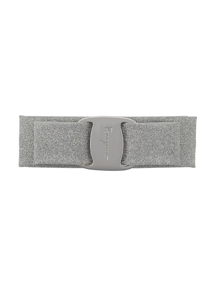 Salvatore Ferragamo Vara Bow Glitter Hairclip - Silver