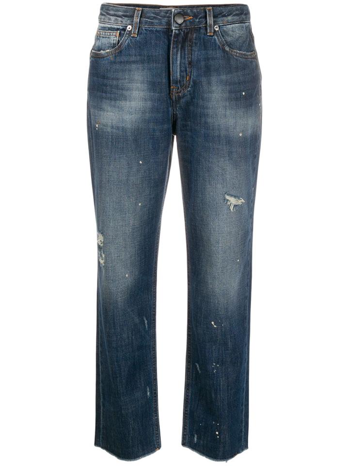 Pt05 Distressed Boot Cut Jeans - Blue