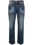 Pt05 Distressed Boot Cut Jeans - Blue