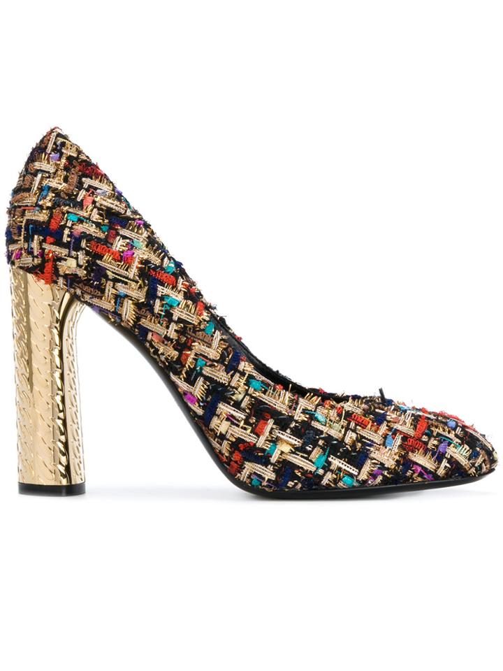 Casadei Metallic Heel Tweed Pumps - Multicolour
