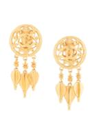Chanel Pre-owned Cc Logo Fringe Clip-on Earrings - Metallic